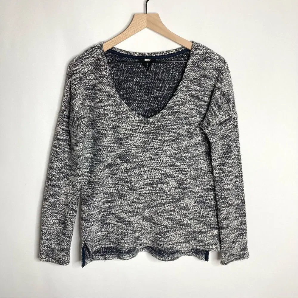 PAIGE Jeans Sweater Size Small Dark Navy and Cream White Marled